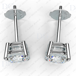 Boucles d'oreilles clous tendance en or blanc avec moissanite et diamant, 2,00 CT, sertissage Martini à 4 griffes, cadeau pour mariage, anniversaire, fête, argent - Product Image 2