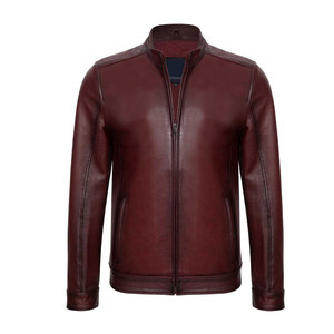 Chaqueta de invierno para hombre de alta calidad hecha a medida piel de vaca cuello soporte de cuero exterior lona fina servicio OEM disponible - Product Image 1