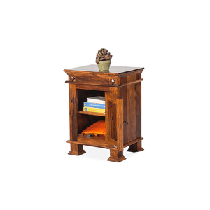 Meuble de chevet maharaja moderne en bois massif de luxe antique au design indien tables de chevet assemblées pour chambre à coucher et appartement - Product Image 1