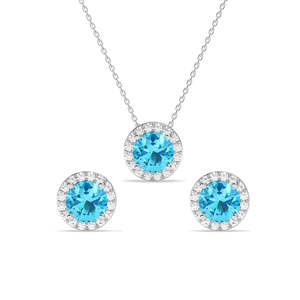 Ensemble de bijoux de luxe en argent Orsa Blue avec saphir et zircon plaqué or et rhodium pour cadeau - Product Image 1