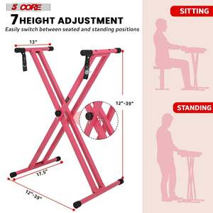 5 Core Keyboard <b>Stand</b> Dual X Shape Adjustable Foldable Portable Key Board DJ <b>Controller</b> <b>Stands</b> - Product Image 2