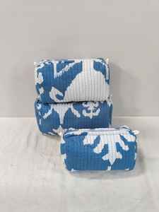 Set of 3 Cotton Quilted Floral Print Makeup <b>Bags</b> with Zipper Closure Lightweight <b>Travel</b> & for <b>Organizer</b> From Rajasthan - Product Image 2