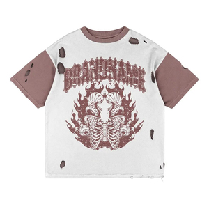 T-shirts vintage surdimensionnés pour hommes en coton 100% 220g, personnalisés, délavés à l'acide, effet usé, écologiques, anti-UV, avec motif - Product Image 3