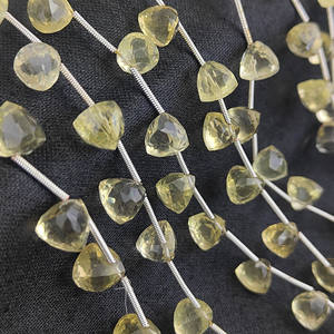 Perles de quartz citron de 7-8 mm, forme trillion, facettées, pour la fabrication de bijoux, 13-14 perles sur un fil de 8 pouces - Product Image 3