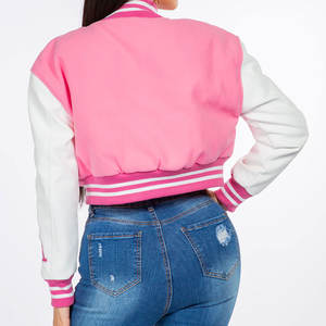 Chaqueta universitaria con logotipo personalizado del fabricante, prendas de vestir exteriores informales bordadas para mujer, ropa de calle de gran tamaño, chaqueta universitaria supersuave para mujer - Product Image 3