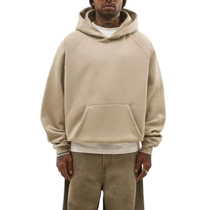 Lujo 400gsm Unisex Sudadera con capucha de peso pesado de algodón polar personalizado de gran tamaño verde recortada sudaderas con capucha para hombres sólido de alta calidad sólido - Product Image 2