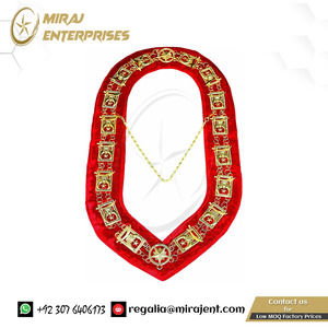 Venta al por mayor Masonic Regalia Grand Lodge Collar de cadena de metal con respaldo de algodón púrpura Base Collar de tela - Product Image 5