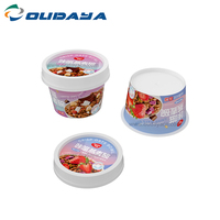 220ml Inyección de grado alimenticio IML Diseño de impresión Envase de plástico PP Helado Yogurt Jelly Cup con tapa y cuchara