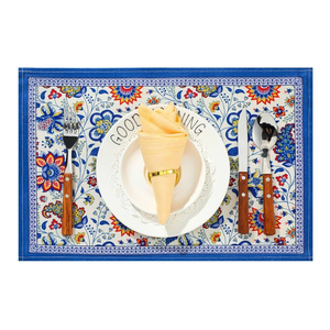 Tapis de table à manger de qualité supérieure Design floral à motifs de diamants abstraits Style de cadeaux durable Finition brodée en coton 100% - Product Image 3