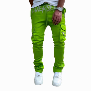 Personalizado 2024 pantalones de chándal de alta calidad personalizado hombres Jogger pantalones de chándal Patchwork Graffiti pintura salpicaduras elástico hombres pantalones acampanados - Product Image 5