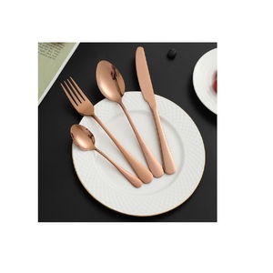 Juego de cubiertos de oro de lujo Cubiertos de acero inoxidable Cubiertos de oro de gama alta Espejo Pulido Cucharas Tenedores Juego de cuchillos - Product Image 3