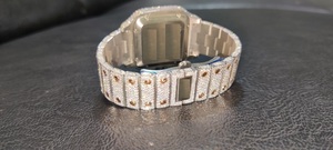 Cadran Rose Premium Cadran Analogique Boîtier En Acier Inoxydable Moissanite Diamant Entièrement Glacé Style Hip Hop Mécanique Montre-Bracelet Personnalisée - Product Image 3