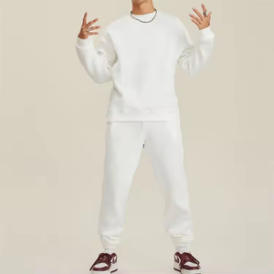 Chándal de terciopelo extragrande personalizado para Hombre | Conjunto de sudadera y pantalones de poliéster a juego | Sudadera de lujo en blanco Streetwear 2025 - Product Image 6