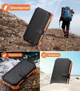 Batterie solaire 16000mAh, 5 panneaux, chargeur de téléphone sans fil, étanche, charge rapide, lampe LED de camping, fonction <span class=keywords><strong>SOS</strong></span>, urgence - Product Image 3