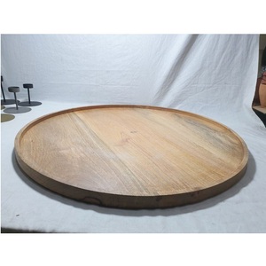 Nouveau plateau de service en bois de manguier, forme ronde, plateau décoratif pour servir les aliments, hôtels - Product Image 6