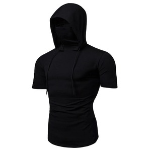 Sudadera con capucha de gimnasio para hombre sin mangas con máscara Sudadera con capucha Casual empalme grande abierto bifurcado ropa masculina máscara botón deportes con capucha - Product Image 1