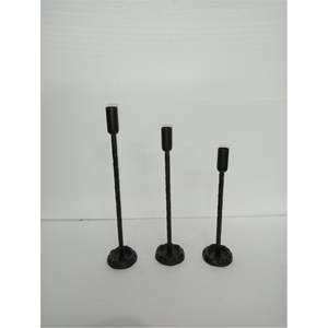 Bougeoir en métal noir industriel vintage, ensemble de bougeoirs coniques faits à la main de luxe pour la décoration de restaurant, d'hôtel et de fête de mariage - Product Image 1