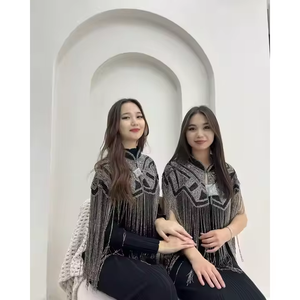 Vestido Poncho Vintage de Diseñador, Talla Grande, Corto, para Primavera y Otoño, Ropa de Noche, Bordado Geométrico, Estilo Elegante para Boda - Product Image 6