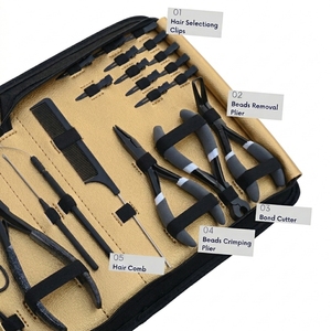 Kit d'installation d'extensions capillaires TEEJAY personnalisé en acier inoxydable avec pince à sertir à mâchoires plates, presse-ruban, rasoir et étui de rangement - Product Image 4