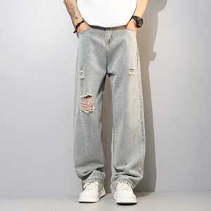 Pantalones vaqueros de invierno Vintage dañados a la moda para hombre, pantalones de mezclilla desgastados cómodos regulares, ropa de calle informal, moda urbana todos los días - Product Image 6