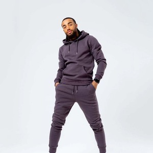 Ensemble pantalons de survêtement et sweat à capuche en coton éponge épais personnalisé Survêtements unis et lourds pour hommes - Product Image 2