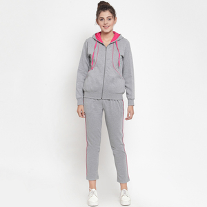 Customized Logo Printing Fleece Material Sports Fitness Wear <b>Women</b> Training Wear Tracksuit With Drawstring Hoodie - Product Image 1