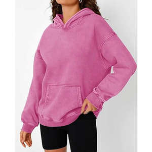 Ligero mejor venta en línea mujeres ácido lavado sudaderas Streetwear logotipo personalizado manga larga Sudadera con capucha para las mujeres - Product Image 5