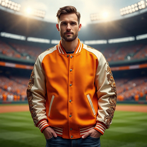 Veste à manches en cuir Varsity pour hommes Veste Varsity à patchs de broderie d'hiver pour hommes - Product Image 4