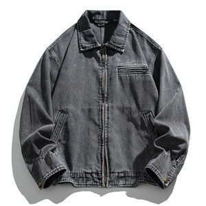 Veste de travail en toile épaisse personnalisée pour hommes, veste de travail unie, col zippé, veste multi-poches pour hommes, vente en gros, vêtements d'hiver - Product Image 4