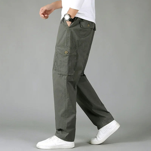 Pantalones cargo transpirables ligeros de algodón 100% para hombre, ropa de trabajo de verano y primavera, talla grande 6XL, joggers informales de escalada con cordón - Product Image 3