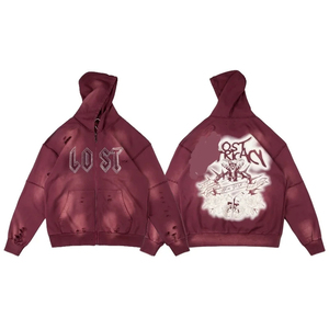 เสื้อฮู้ดซิปมีซิปสำหรับผู้ชายผ้าฝ้าย100% ประดับเพชรซักสไตล์สบายๆ - Product Image 6