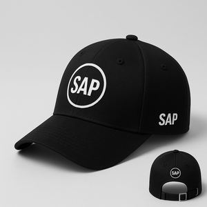 Custom Logo Cotton <b>Baseball</b> <b>Cap</b> 6 Panel, Metal Buckle, <b>Black</b> & Royal Blue - Product Image 2