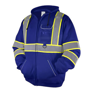 Hi Vis Safety Fleece Zip Hoodie for Men <b>Reflective</b> Sweatshirts <b>Jackets</b> Detachable Hood <b>Cycling</b> Safety <b>Jacket</b> - Product Image 2