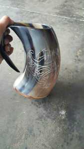 100% Pure Horn <b>Mug</b> High Quality Hand Carved Viking Styled Glass Coffee <b>Mug</b> Indian Manufacture 200ml/<b>500ml</b> Capacity Drinkware - Product Image 3