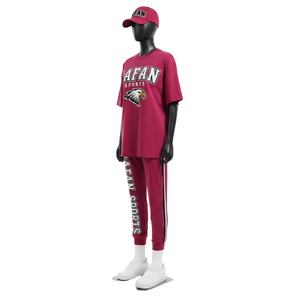 Ensemble 2 pièces streetwear femme en coton, tissu jersey lisse 180 GSM, logo imprimé bordeaux intense, tenue pour femmes - Product Image 4