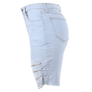 Shorts Vaqueros Vintage para Mujer, Cintura Alta, Dobladillo Deshilachado, Corte Ajustado, con Cinturón, Estilo Casual, Sexy y Urbano para Verano - Product Image 4