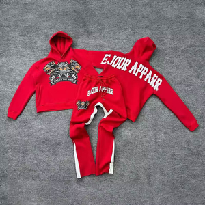 Custom Streetwear Sweatsuit Baggy Flared <b>Sweatpants</b> Jogger ZipUp Hoodie Set Oversized Men Acid Wash <b>Woman</b> Tracksuit Manufacturer - Product Image 1