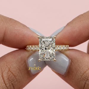 14K <b>Gold</b> Radiant Cut Engagement <b>Ring</b> Pave <b>Set</b> Solitaire <b>Ring</b> Luxury Bridal Wedding <b>Ring</b> for Women - Product Image 1