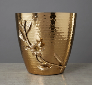 Cesta de basura de metal redonda de latón AK con diseño de flores en acabado multicolor para decoración interior/decoración interior del hogar - Product Image 4