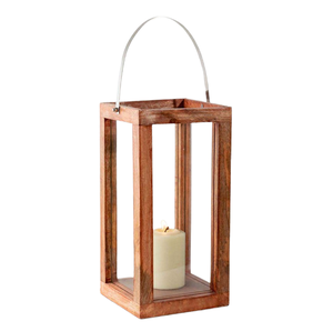 Linterna de Vela decorativa cuadrada de madera y acero inoxidable de alta calidad para decoración del hogar boda recién llegada - Product Image 6