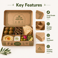 Conteneur à emporter en papier biodégradable et écologique avec séparateurs pour la restauration de mezze, de falafel et de kebab du Moyen-Orient