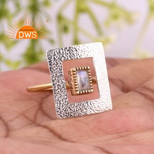 แหวนทองคำ18K ประดับดวงจันทร์สีรุ้งธรรมชาติงานดีไซน์ใหม่ล่าสุดทำด้วยมือแหวนวางซ้อนกันได้เครื่องประดับชั้นดีสำหรับเป็นของขวัญสำหรับผู้หญิง - Product Image 2