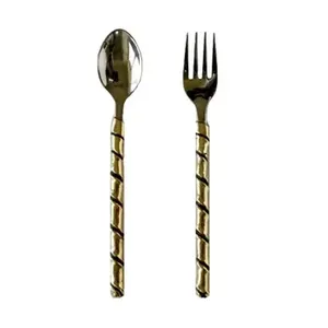 Ensemble de couverts en acier inoxydable avec manche en bois, parfait pour les mariages et la maison, vaisselle de cuisine, couverts de luxe - Product Image 3