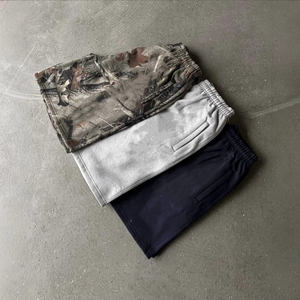 Pantalones cortos deportivos de gimnasio de algodón Vintage de nuevo diseño para hombre de alta calidad 100% algodón de cintura media Casual Streetwear cintura elástica francesa - Product Image 1