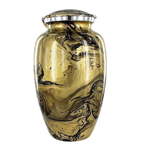 Urne funéraire unique pour adultes en cendres de cendrification, or brillant et tourbillons noirs, en aluminium, fournitures funéraires pour les humains - Product Image 6