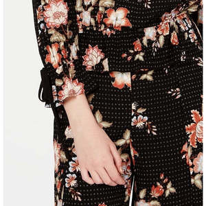 Haut à épaules dénudées American Rag Juniors en mousseline de soie imprimée florale noir taille M pour le printemps/été - Product Image 3