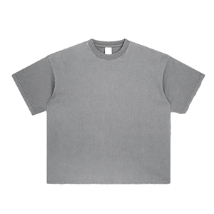 เสื้อยืดผู้ชายคุณภาพสูง ผ้าฝ้าย 100% ซักย้อมสีแบบวินเทจ น้ำหนัก 240 กรัม ผ้าถักเนื้อหนา แบบเรียบสำหรับทำลายแบบบาติก - Product Image 4