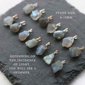 Collar de labradorita cruda, chapado en oro colgante de plata, estilo Vintage único, joyería de piedras preciosas naturales, regalo hecho a mano para novia - Product Image 4