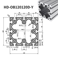 Profil Ekstrusi Aluminium T-Slot Heavy Duty 120x120 untuk Rangka Mesin Robot, Konveyor, Meja Kerja, dan Balok Penyangga Gantry