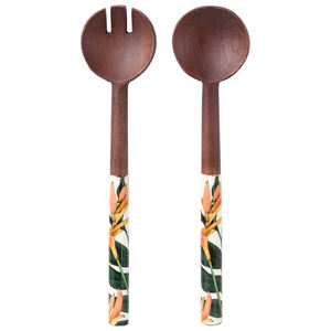 Ustensiles de table en bois d'acacia et poignée en résine serveur à salade pour servir la salade nouveau serveur à salade en solde - Product Image 3